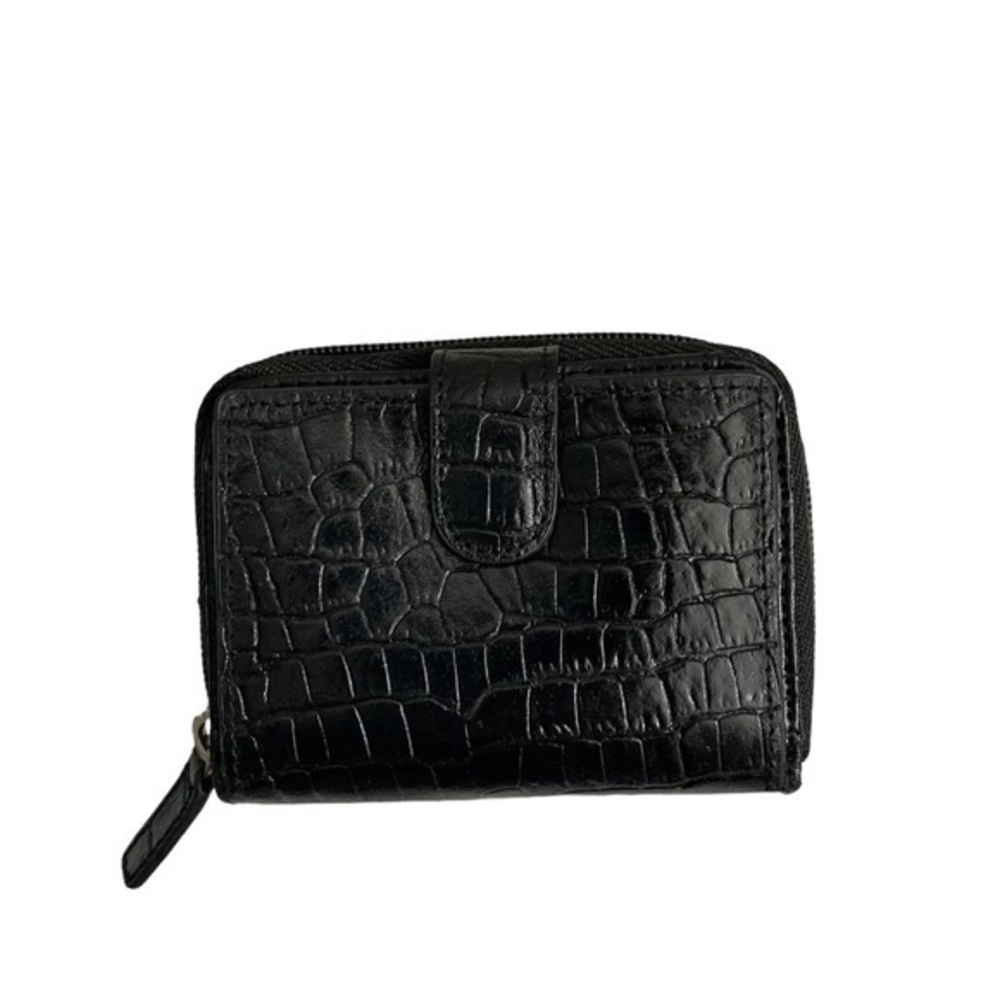 Walletbe embossed leather black wallet